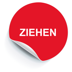 Türetikett / Aufkleber "Ziehen" rot Ø 40 mm 12 Stück/Bogen