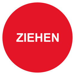 Türetikett / Aufkleber "Ziehen" rot Ø 40 mm 12 Stück/Bogen