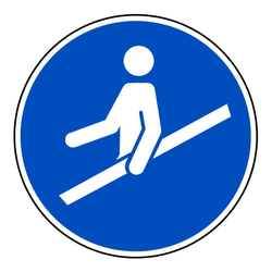Gebotszeichen "Handlauf benutzen" DIN EN ISO 7010, M012 und ASR A1.3 (2013)