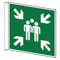 Rettungszeichen Fahnenschild Sammelstelle DIN EN ISO 7010 E007