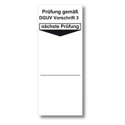 Grundplakette weiß 40 x 100 mm "Prüfung gemäß DGUV Vorschrift 3, nächste Prüfung" 100er Rolle