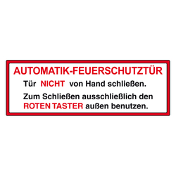 Feuerwehrzeichen Automatik-Feuerschutztür Folie 148 x 52 mm Einzeletikett