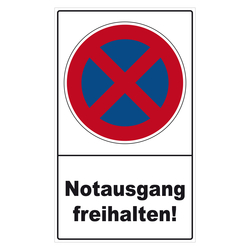 Halteverbotsschild "Notausgang freihalten!" Folie selbstklebend 300 x 500 mm