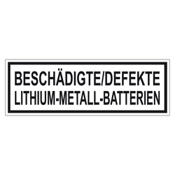 Verpackungskennzeichen BESCHÄDIGTE/DEFEKTE LITHIUM-METALL-BATTERIEN, Folie, 150 x 50 mm, 100 Stück/Pack
