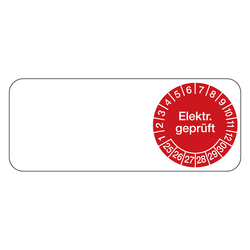Kabelprüfplakette rot 50 x 20 mm "Elektr. geprüft" aus Folie selbstklebend 5 Stück/Bogen