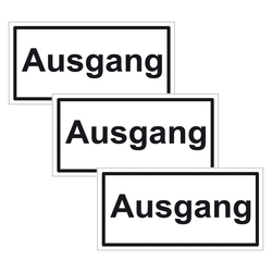 Türhinweisschild "Ausgang" 3er Pack Aufkleber Folie selbstklebend 200 x 100 mm