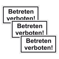 Türhinweisschild "Betreten verboten" 3er Pack Aufkleber Folie selbstklebend