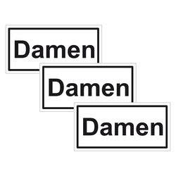 Türhinweisschild "Damen" 3er Pack Folie selbstklebend 200 x 100 mm
