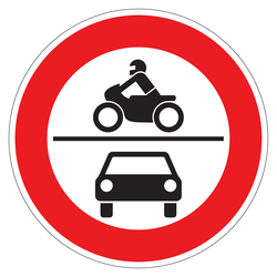 Verkehrsschild "Verbot für Krafträder sowie Kraftwagen und sonstige mehrspurige Kraftfahrzeuge" Alu refl. RA1 Ø 420 mm
