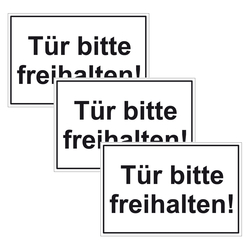 Türhinweisschild "Tür bitte freihalten!" 3er Pack Folie selbstklebend 300 x 200 mm
