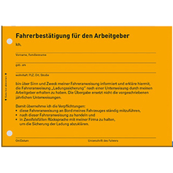 10er Pack Fahreranweisungen Ladungssicherung für schwere Nutzfahrzeuge