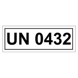 Gefahrzettel mit UN 0432, in verschiedenen Größen