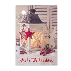 25er Pack Geschenkanhänger "Frohe Weihnachten" Laterne ca. 52 x 74 mm