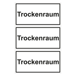 Türhinweisschild "Trockenraum" 3er Pack Folie selbstklebend