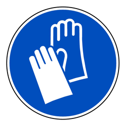 Gebotszeichen "Handschutz benutzen" ISO 7010, M009 Folie selbstklebend Ø 50 mm 10 Stück/Bogen