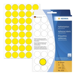 Herma 2251 Vielzwecketiketten gelb Ø 19 mm rund Papier matt Trägerpapier perforiert 1280 St.