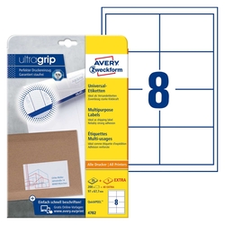Avery Zweckform® 4782 Universal-Etiketten, 97 x 67,7 mm, Deutsche Post INTERNETMARKE, 30 Bogen/240 Etiketten, weiß