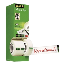 Scotch® Klebeband Magic 810, Zellulose Acetat,unsichtbar,beschriftbar,33mx19mm,8 Rollen