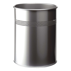 Durable Papierkorb Metall rund 15 Liter, P 30mm, metallic silber