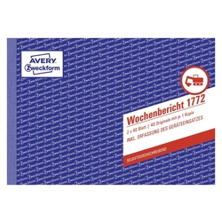 Avery Zweckform® 1772 Wochenbericht, DIN A5 quer, selbstdurchschreibend, 2 x 40 Blatt, weiß, gelb