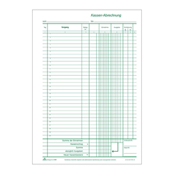 RNK Verlag Kassenbuch ohne MwSt.-Spalte, zum Durchschreiben. - A4, 2 x 50, nummeriert