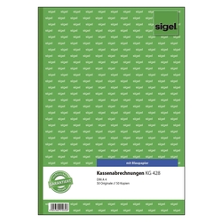 Sigel® Kassenabrechnungen - A4, einfaches Satzbild, 1. und 2. Blatt bedruckt, 2 x 50 Blatt