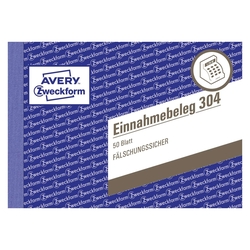 Avery Zweckform® 304 Einnahmebeleg, DIN A6 quer, fälschungssicher, 50 Blatt, grün