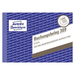 Avery Zweckform® 309 Buchungsbeleg, DIN A6 quer, mikroperforiert, 50 Blatt, weiß