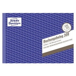 Avery Zweckform® 308 Buchungsbeleg, DIN A5 quer, mikroperforiert, 50 Blatt, weiß