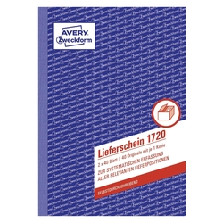 Avery Zweckform® 1720 Lieferschein, DIN A5, selbstdurchschreibend, 2 x 40 Blatt, weiß, gelb