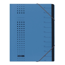 Elba Ordnungsmappe chic, Karton (RC), 450 g/qm, A4, 12 Fächer, blau