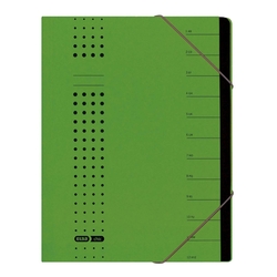 Elba Ordnungsmappe chic, Karton (RC), 450 g/qm, A4, 12 Fächer, grün