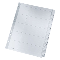 Leitz 4326 Zahlenregister - 1-20, A4, Karton, 20 Blatt, grau