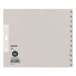 Leitz 1230 Monatsregister - Dez-Jan, Papier, A4 Überbreite, 20 cm hoch, 12 Blatt, grau