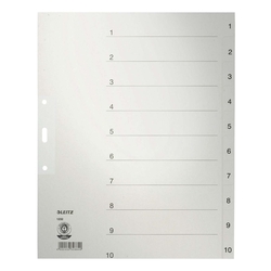 Leitz 1232 Zahlenregister - 1-10, Papier, A4 Überbreite, 10 Blatt, grau