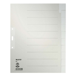 Leitz 1221 Register - Tauenpapier, blanko, A4 Überbreite, 10 Blatt, grau