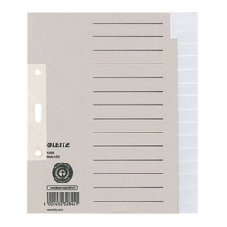 Leitz 1225 Register - Tauenpapier, blanko, A5 Überbreite, 15 Blatt, grau