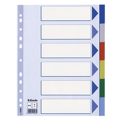 Esselte Register - blanko, A4, PP, 6-teilig + Deckblatt, farbig