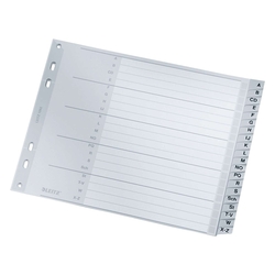 Leitz 1262 Register - A - Z, PP, A4 Überbreite, 18 cm hoch, 20 Blatt, grau