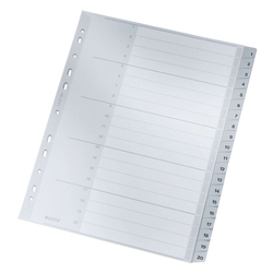 Leitz 1284 Zahlenregister - 1-20, PP, A4 Überbreite, 20 Blatt, grau