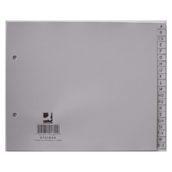 Q-Connect Register - A - Z, PP, ohne Index, A4, 18 cm hoch, 20 Blatt, grau