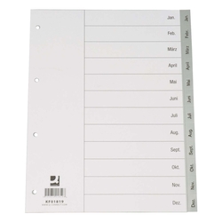Q-Connect Monatsregister - Jan. - Dez., PP, A4, 12 Blatt, grau