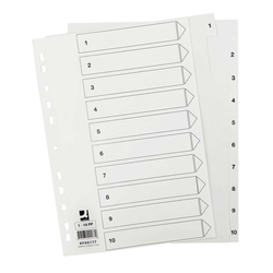 Q-Connect Zahlenregister - 1 - 10, PP, A4, 10 Blatt, weiß