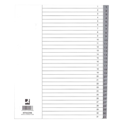 Q-Connect Zahlenregister - 1 - 31, PP, A4 Überbreite, 31 Blatt, grau