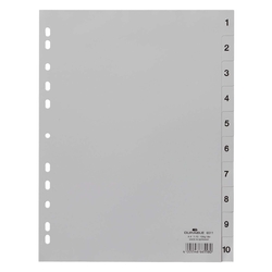 Durable Zahlenregister - PP, 1 - 10, grau, A4, 10 Blatt