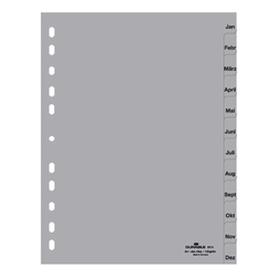 Durable Monatsregister - Jan. - Dez., A4, PP, grau, 12 Blatt