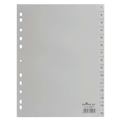 Durable Zahlenregister - PP, 1 - 15, grau, A4, 15 Blatt