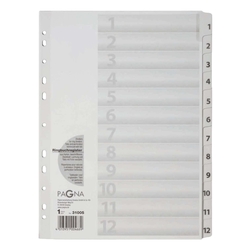 Pagna® Zahlenregister - 1 - 12, Karton, A4, 12 Blatt, weiß