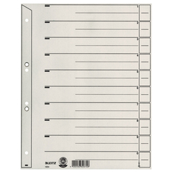 Leitz 1654 Trennbl&auml;tter - Lochung ge&ouml;st, &Uuml;berbreite, A4, grau, 100 St&uuml;ck