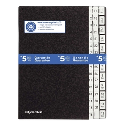 Pagna® Pultordner Hartpappe - 1 - 31 und 1-12 / Jan. - Dez., 44 Fächer, schwarz